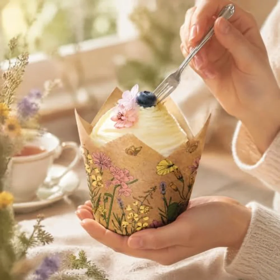 100Pcs Wildflower Tulip Cupcake Liner, view 2