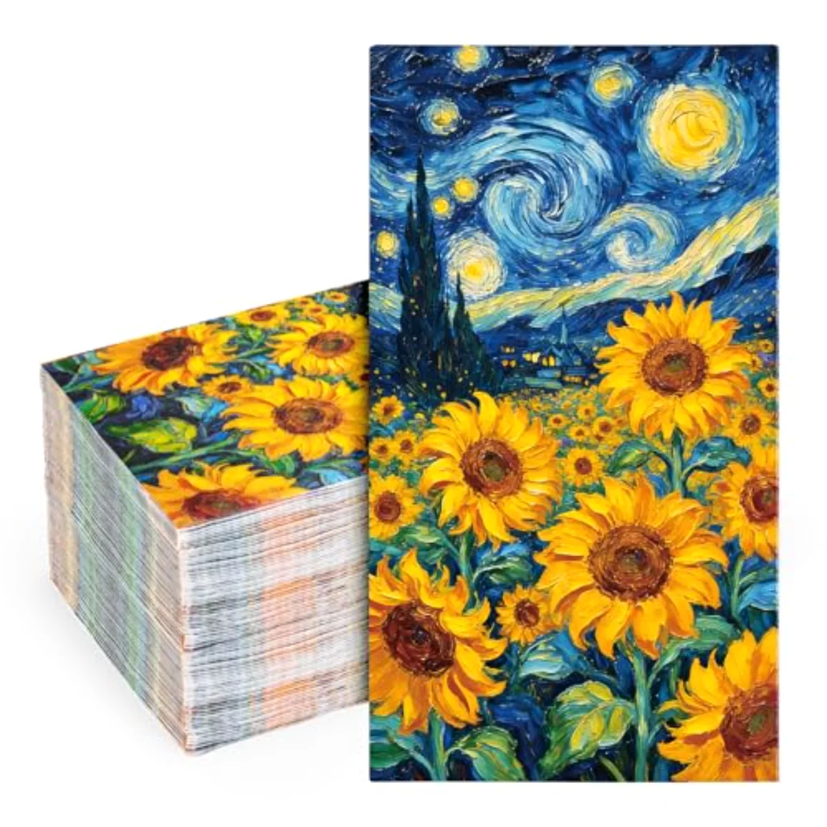 50 Pcs Starry Night Sunflower Guest Napkins Disposable Napkins Van Gogh