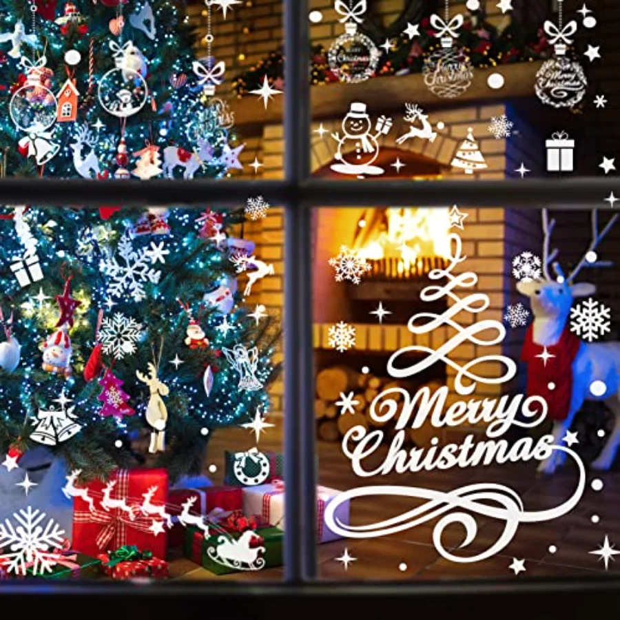 9 Sheets Christmas Window Clings Stickers Double-Sided Merry Christmas, view 2