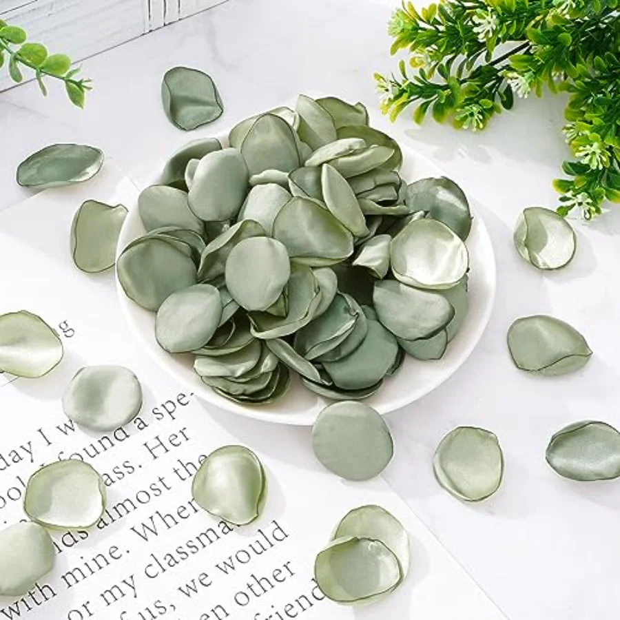 600 Pcs Silk Rose Petals Sage Green Flower Petals Artificial Scatter, view 3