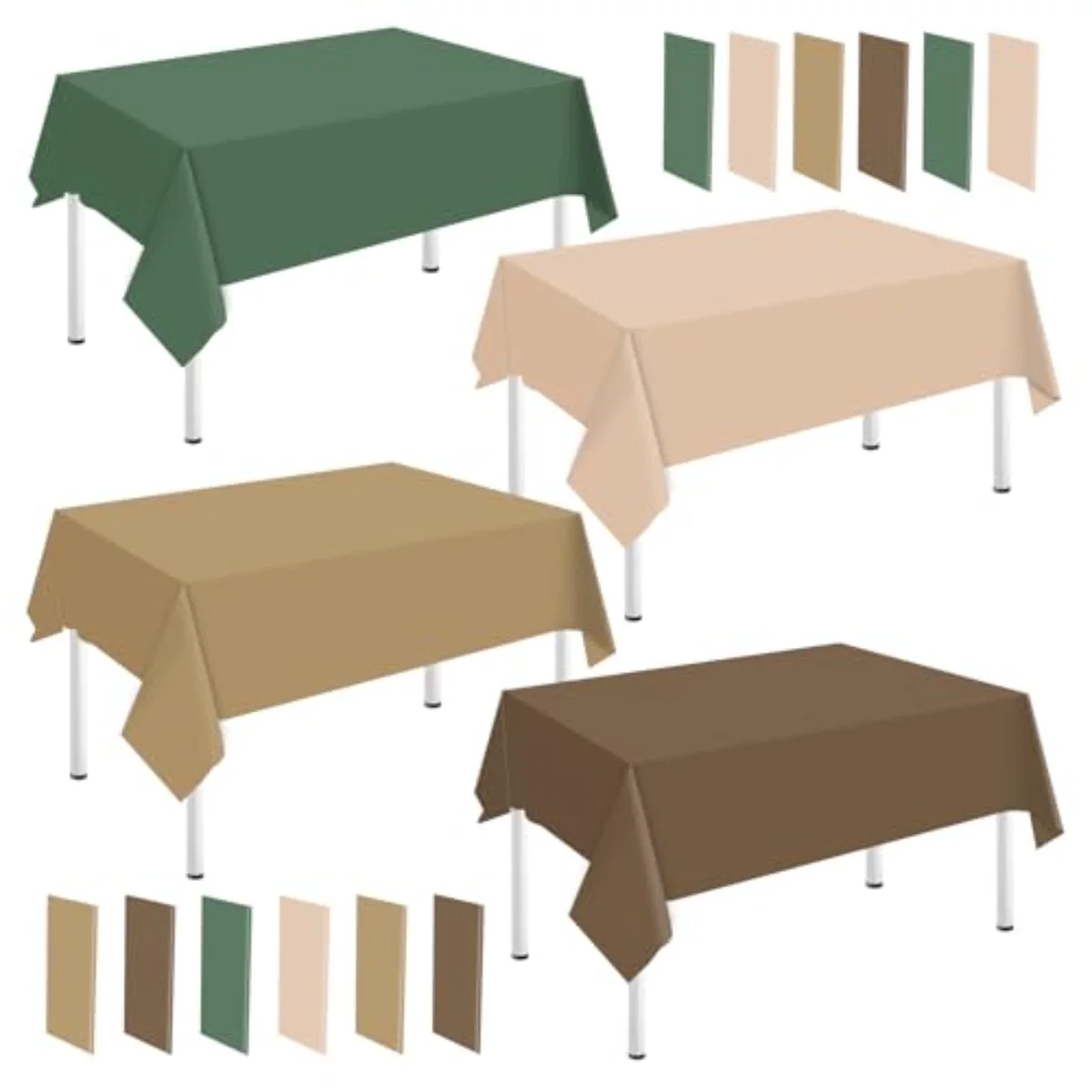 16 Pcs Woodland Themed Plastic Tablecloth Sage Green Brown Rectangle