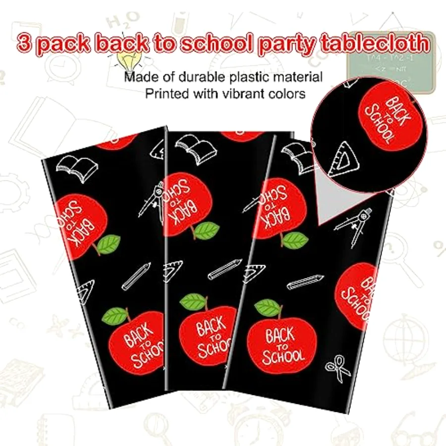 3Pcs Welcome Back to School Party Tablecloth 54x108 Inch Waterproof Table, view 4