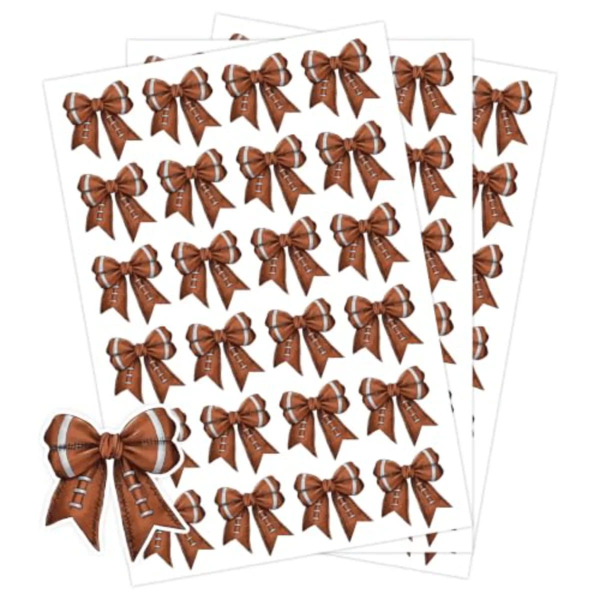 480Pcs Football Bow Stickers Brown Football Decals Sport Themed