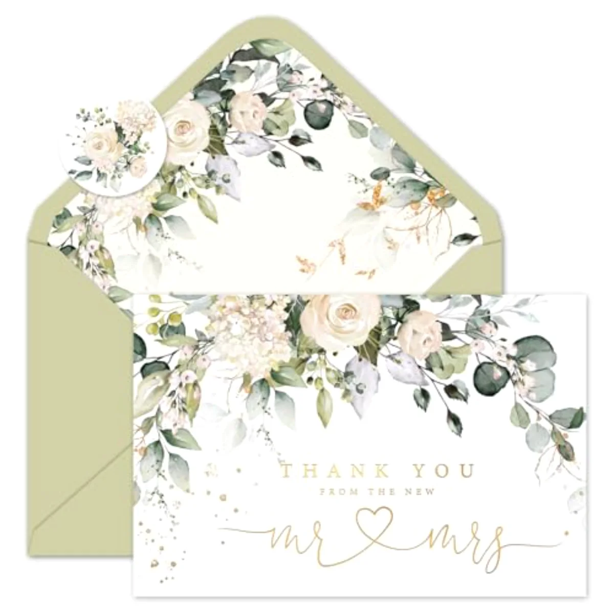 50 Pack Floral Wedding Thank You Cards