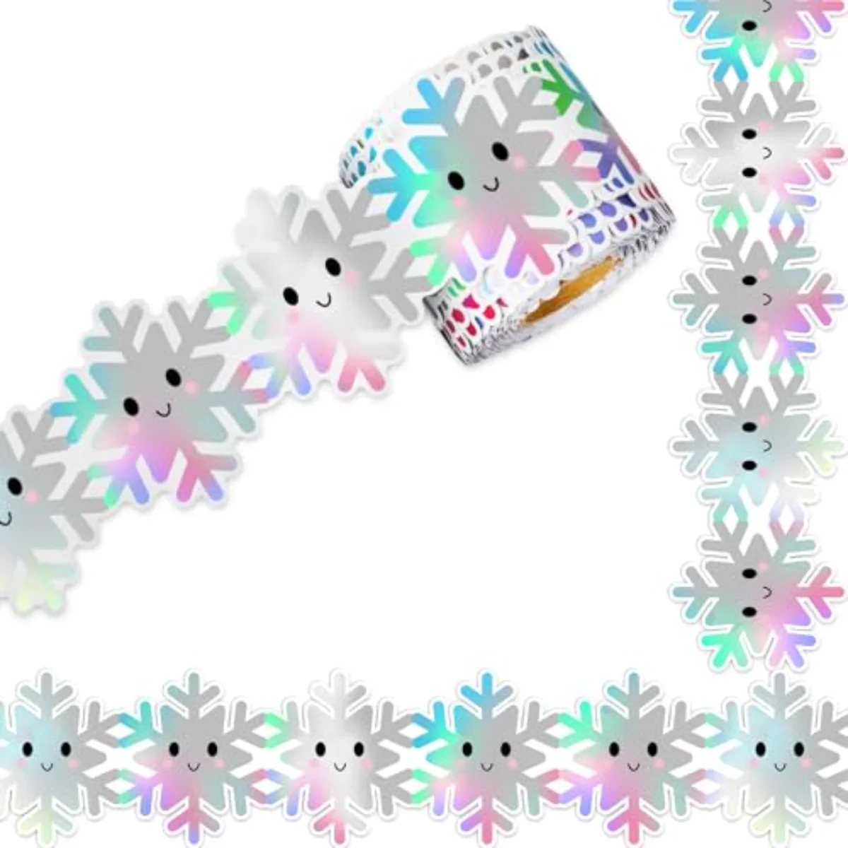 65.6ft Holographic Snowflake Bulletin Board Borders Cute Holographic