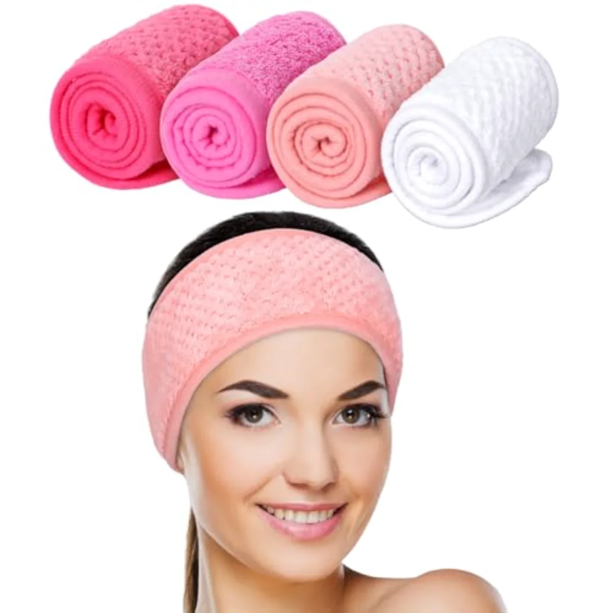 4 Pack Spa Facial Headband, Adjustable