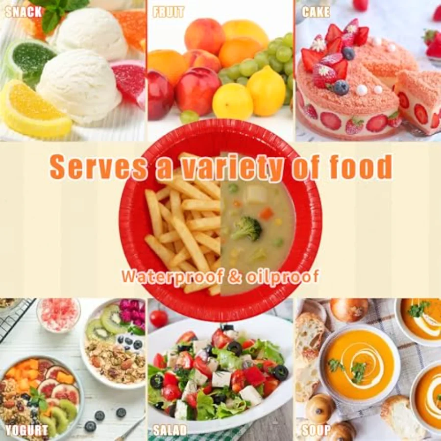 60Pcs Colorful Paper Bowls Disposable Serving Bowl 6 Colors Salad Dessert, view 4