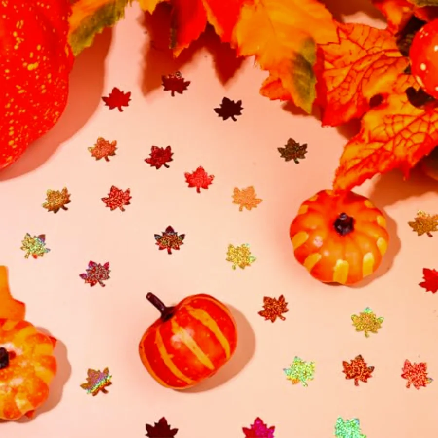 1200Pcs Fall Mini Maple Leaves Stickers Autumn Glitter Sparkly Stickers, view 3