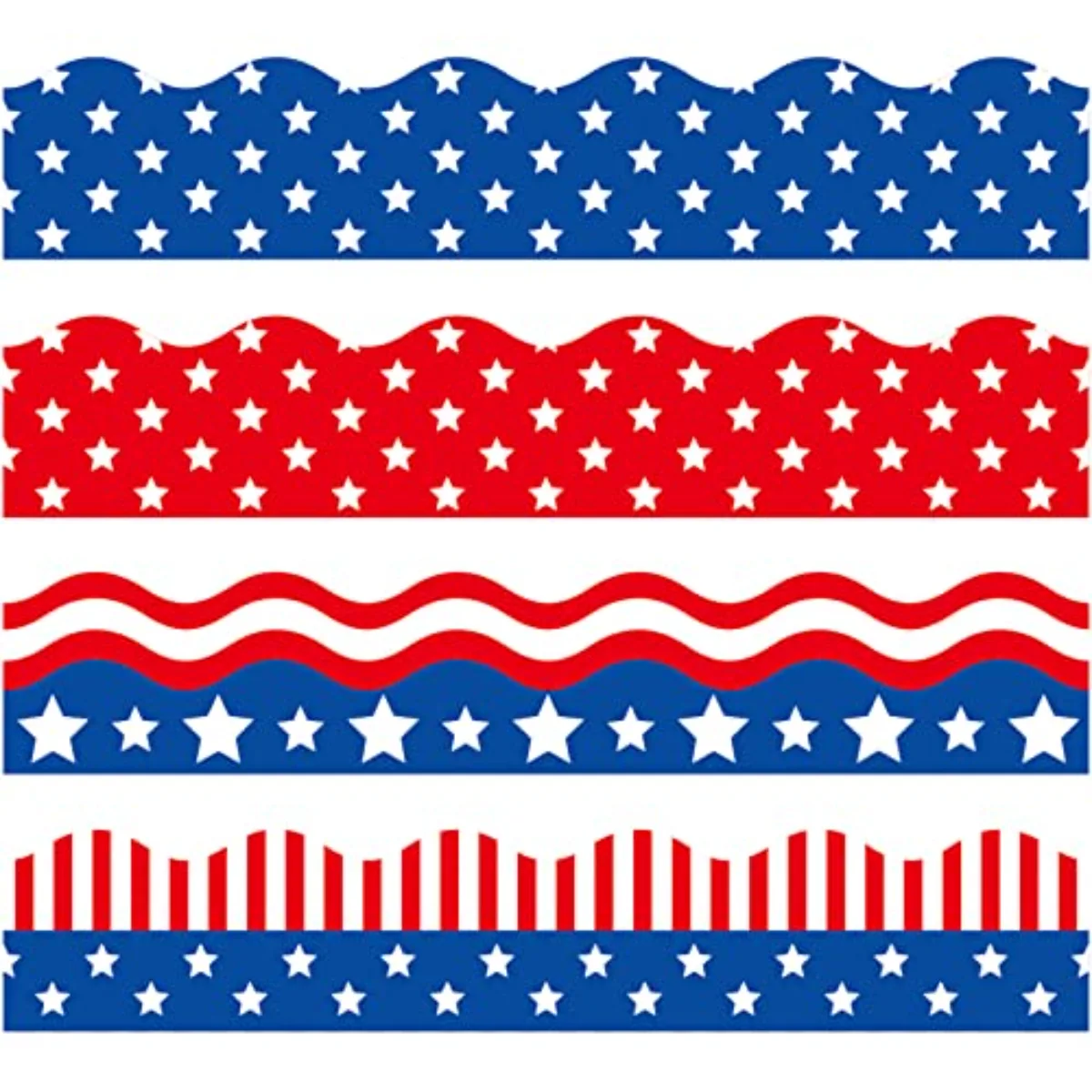 69Ft 4th of July Bulletin Board Border 60 Pcs Red Blue White Stars Stripes