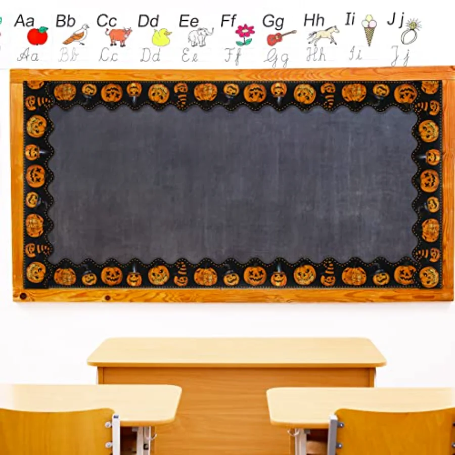 65.6 Ft Halloween Bulletin Board Borders Spooky Watercolor Pumpkin, view 4