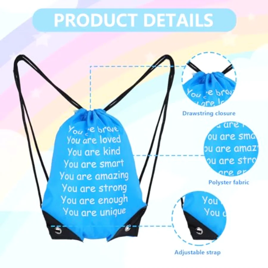 36Pcs Back to School Gift Bag 10 x 7 Inch Inspirational Quote Drawstring, view 3