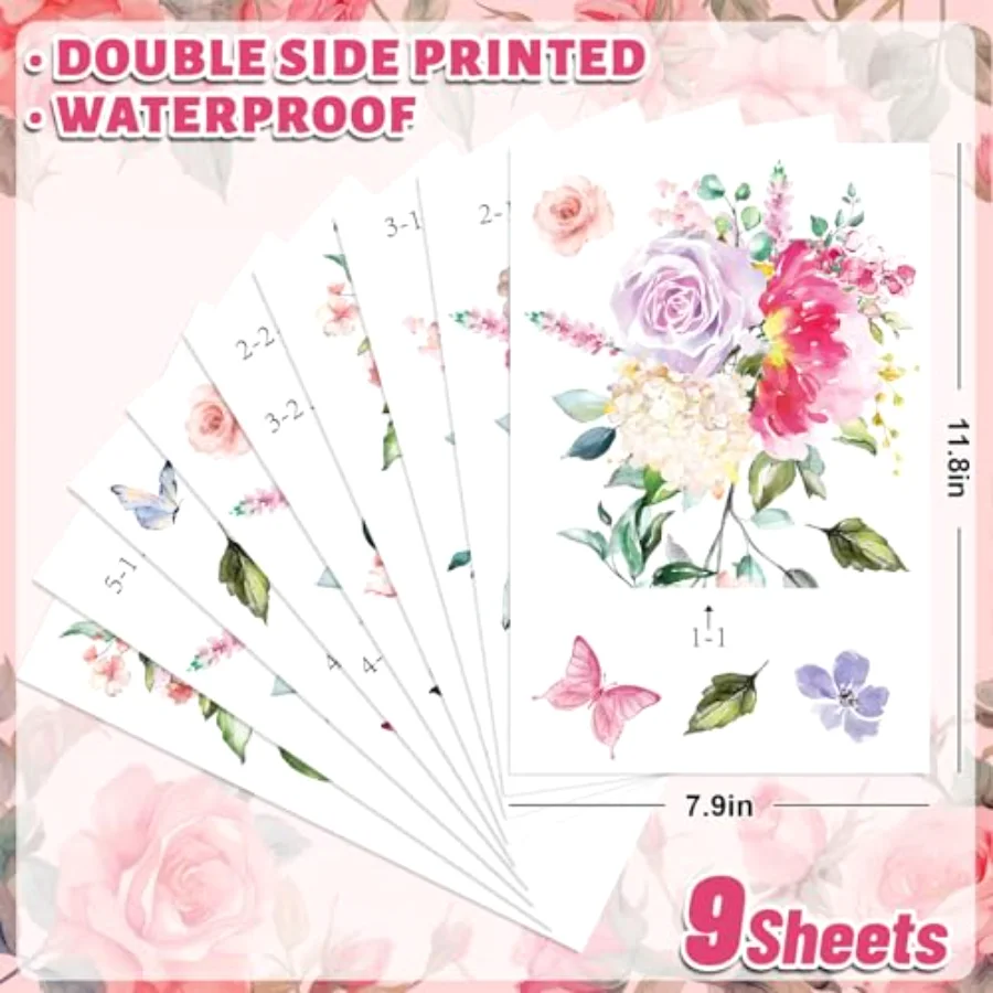 9 Sheets Spring Summer Hanging Flower Vine Window Cling Stickers, view 2