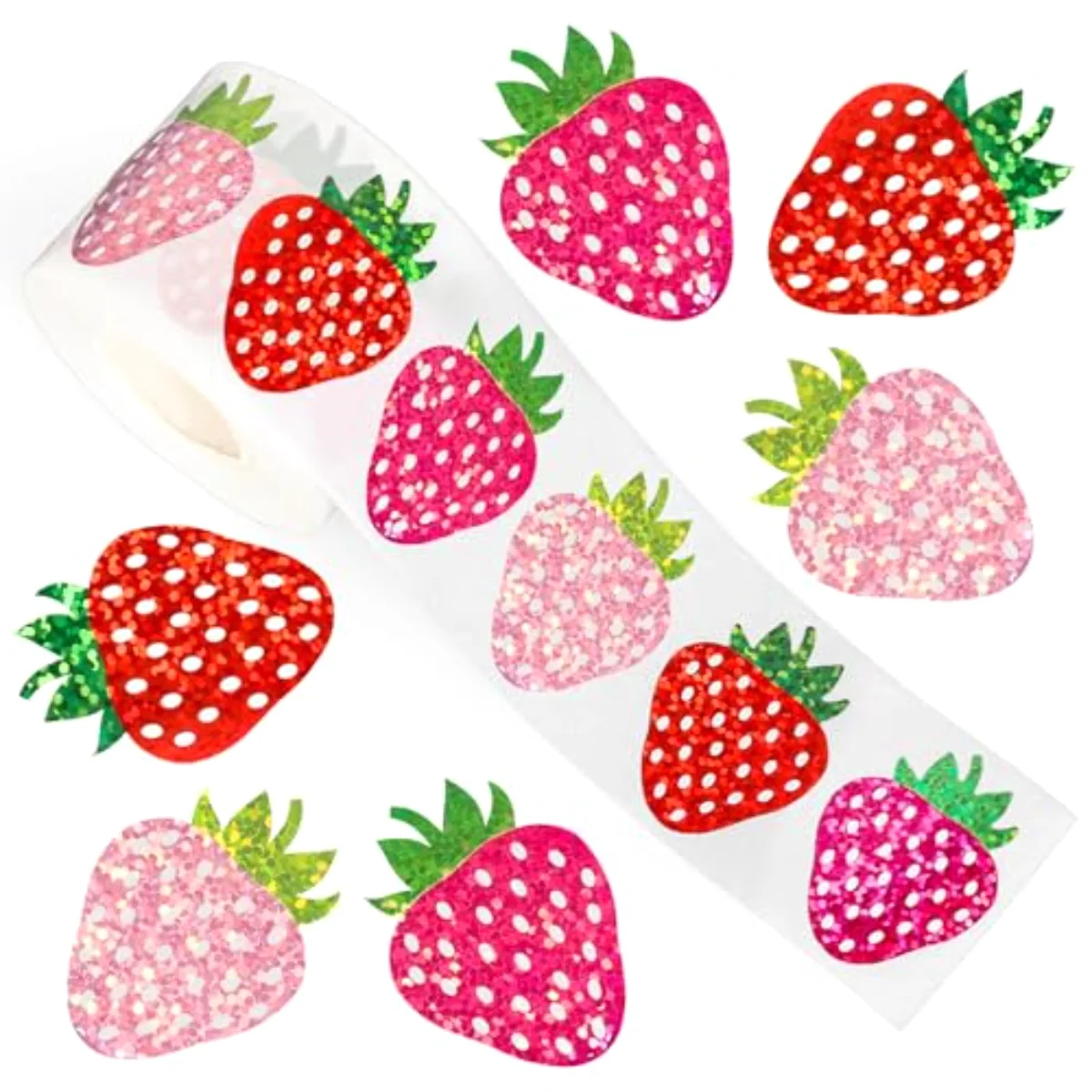 Strawberry Stickers Roll Holographic Pink Red Berry Fruit Seal Stickers 3