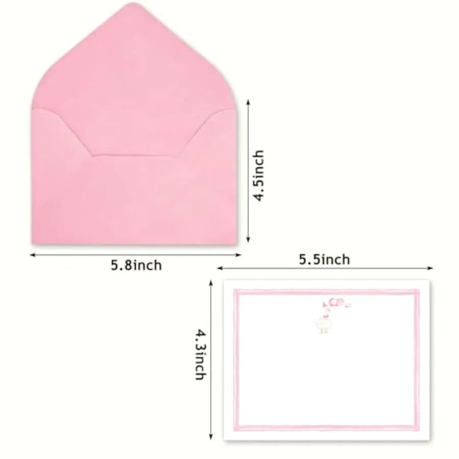 24Pcs Silly Goose Flat Blank Notes with Envelopes Blank Index Cards Pink, view 2