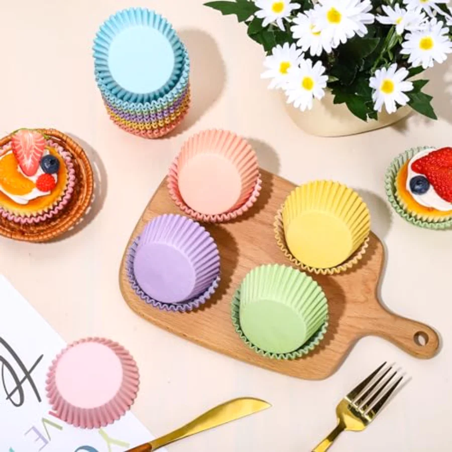 300Pcs Colorful Cupcake Liners Pastel Color Cupcake Wrappers Baking Cup, view 4