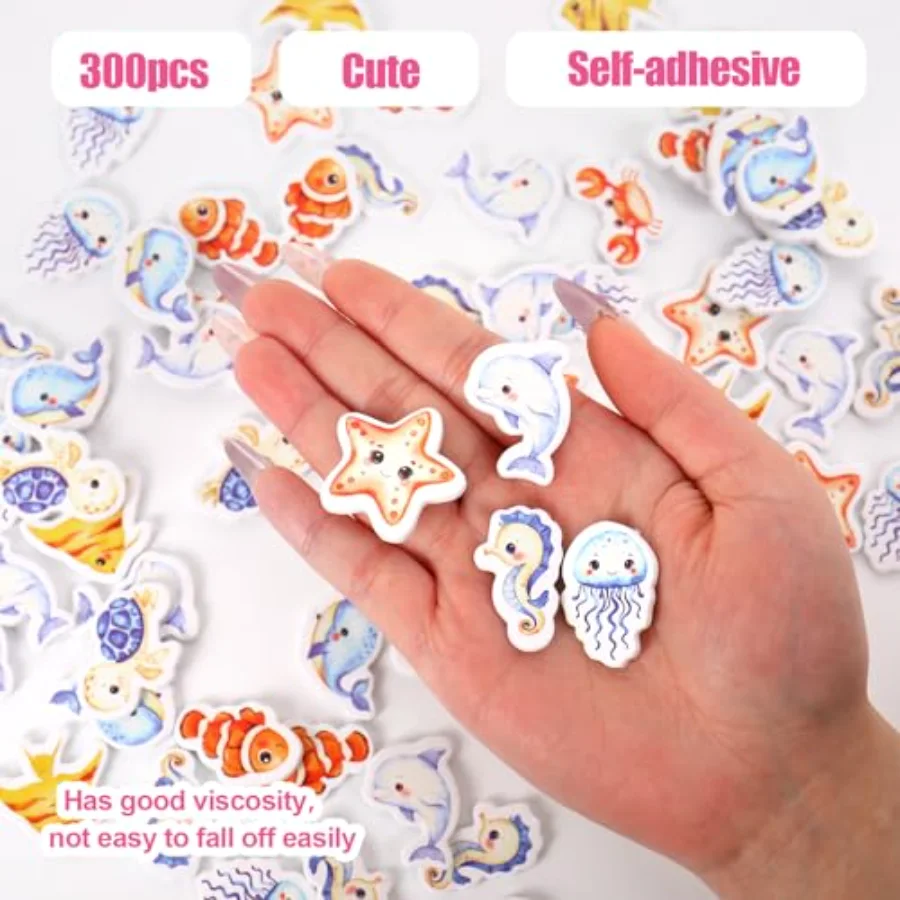 300 Pcs Ocean Animal Foam Stickers Assorted Sea Creature Self-Adhesive, view 3