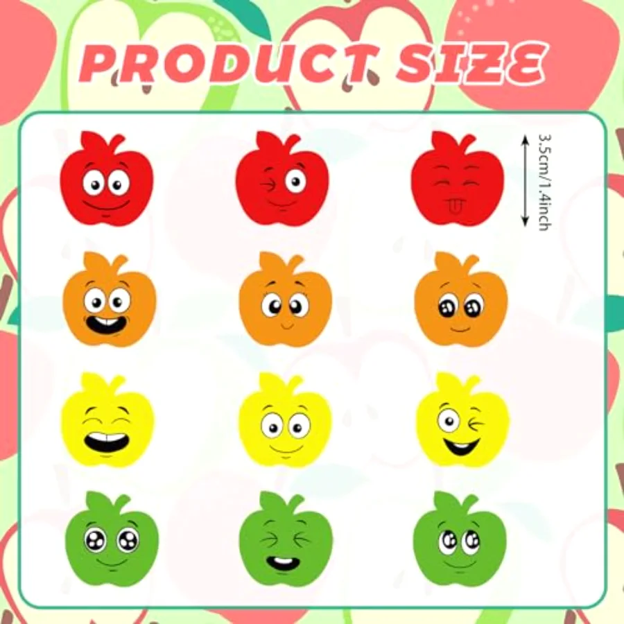 200 Pcs Back to School Foam Stickers Smile Face Apples Self Adhesive, view 2