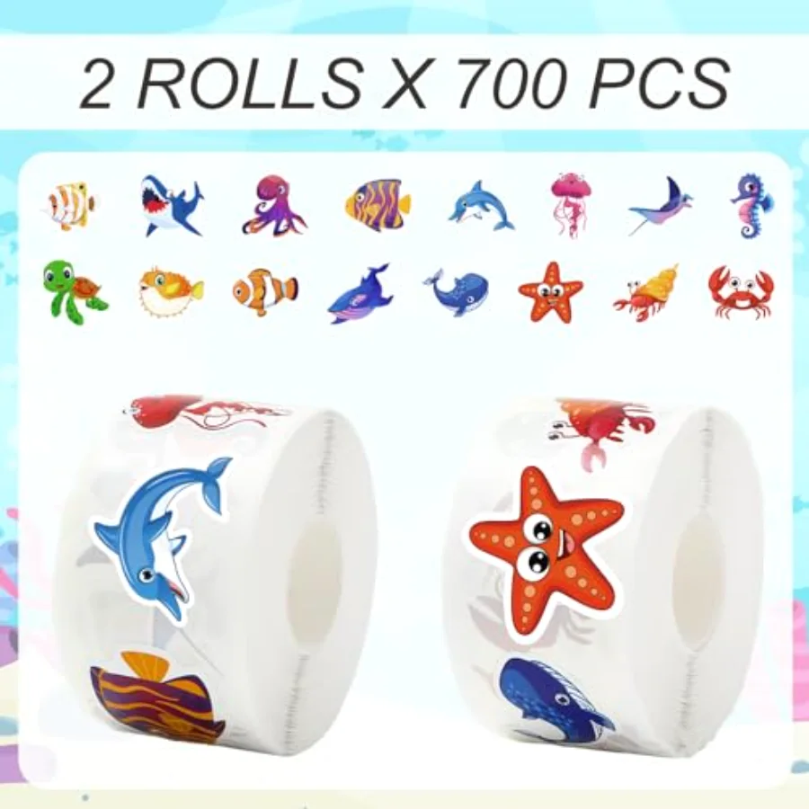1400Pcs Ocean Animal Stickers 16 Designs Cute Cartoon Under The Sea, view 2