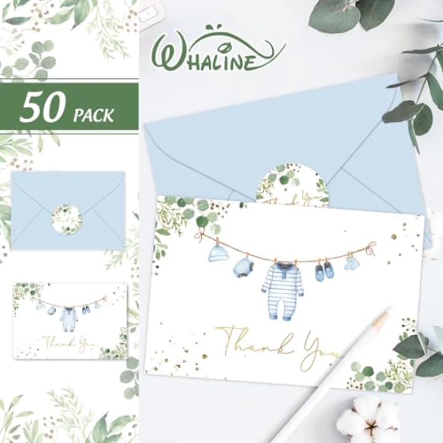 50 Pack Boxed Baby Shower Thank You Cards, view 3