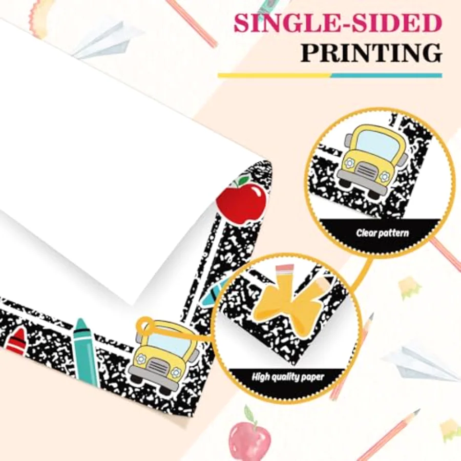 60 Sheet Back to School Stationery Paper Letterhead Black Composition Book, view 3
