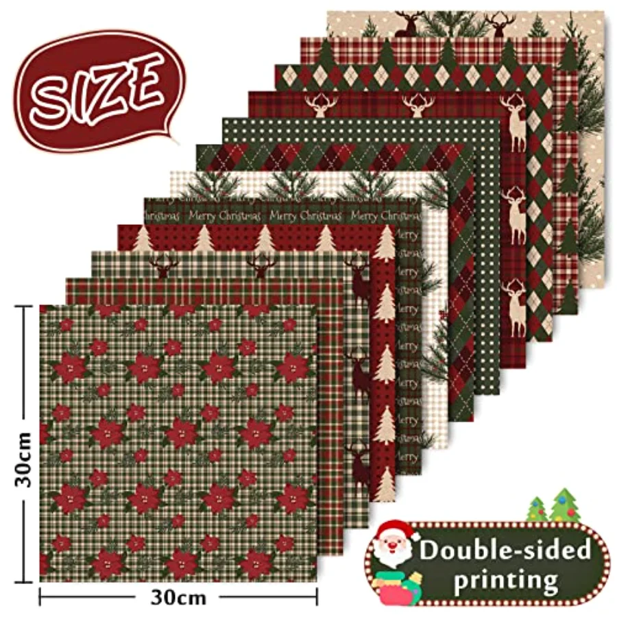 24 Pack Christmas Pattern Paper 12 Designs Woodland Merry Christmas, view 2