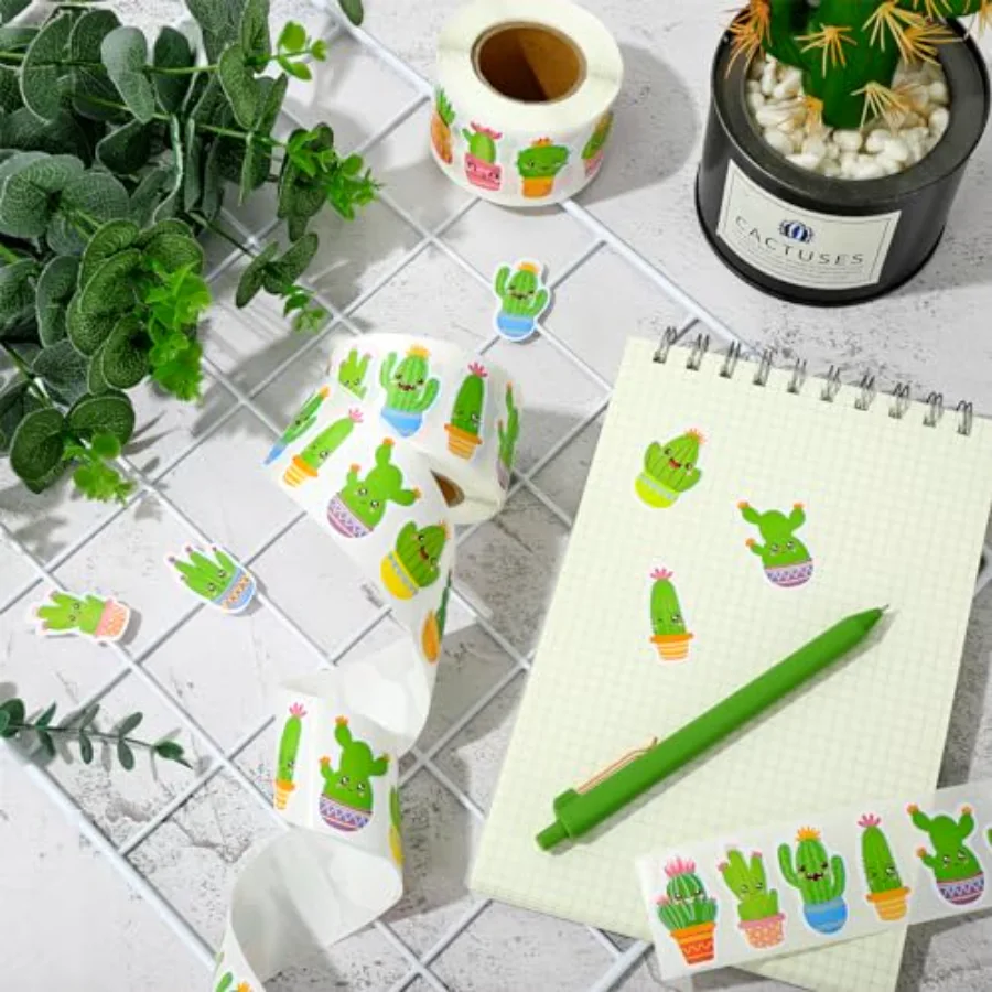 1400Pcs Cactus Paper Stickers 16 Designs Succulent Plant Decals Cute, view 3