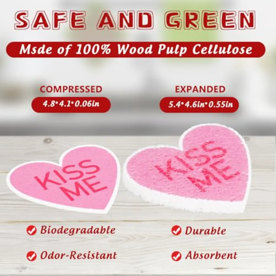 12 Pcs Valentine's Day Kitchen Sponge Water Absorbing Dish Washing Sponges, view 2