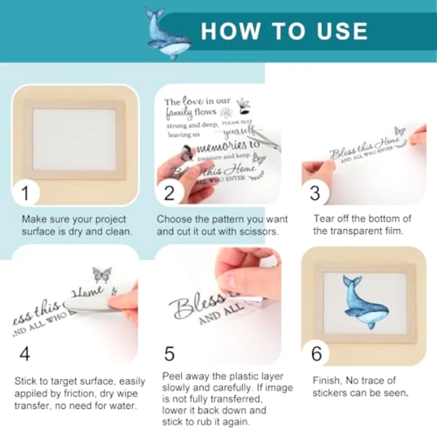 12 Sheets Nautical Ocean Rub On Transfer for Crafts Watercolor Sea Animal, view 3