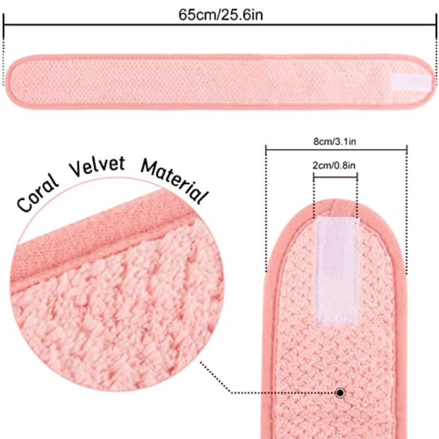 4Pcs Spa Facial Headband Coral Fleece, view 2