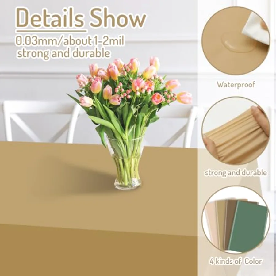 12Pcs Woodland Themed Plastic Tablecloth Rectangle Table Cover Sage Green, view 3