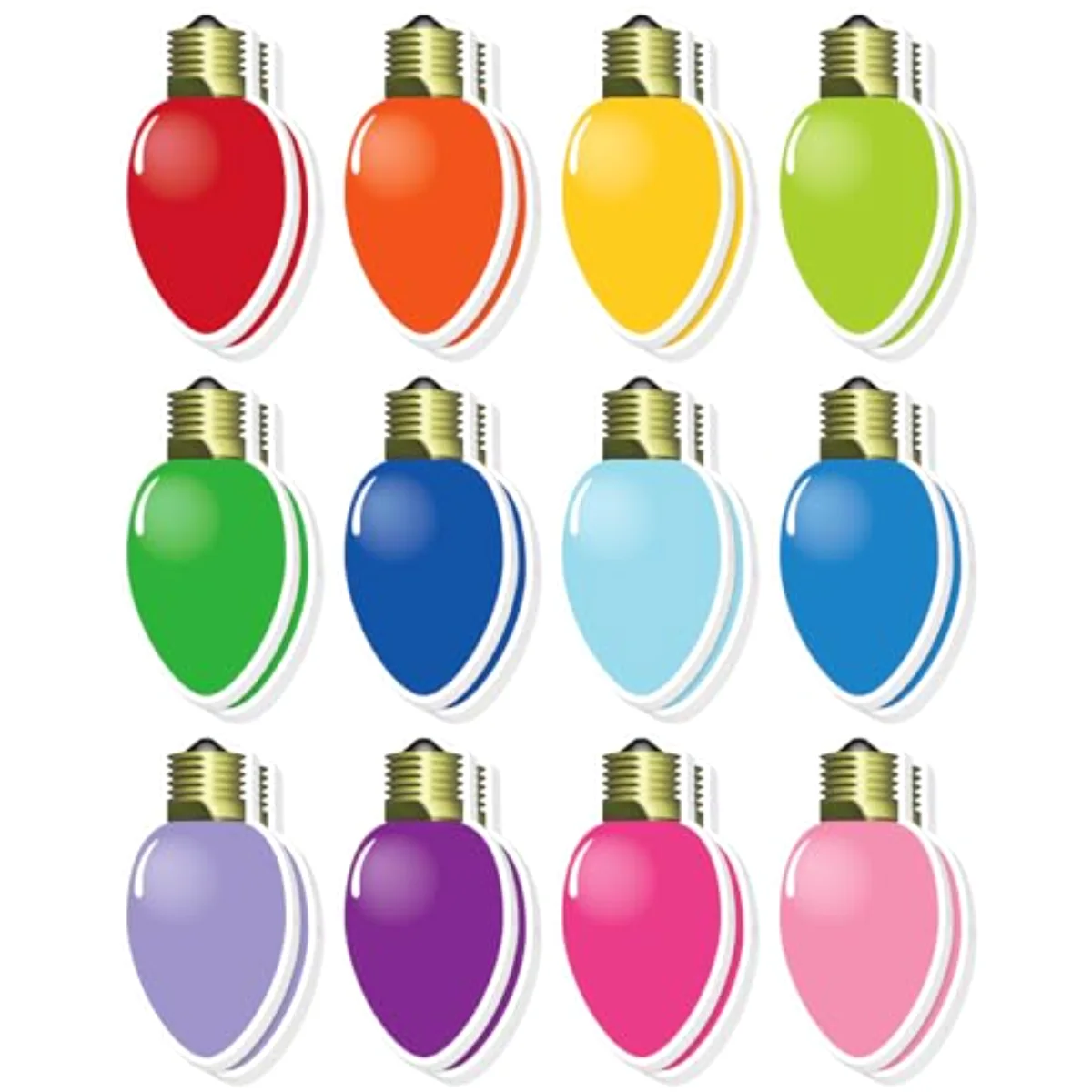 24 Pcs Christmas Sticky Note 12 Designs Colorful Xmas Bulb Shape