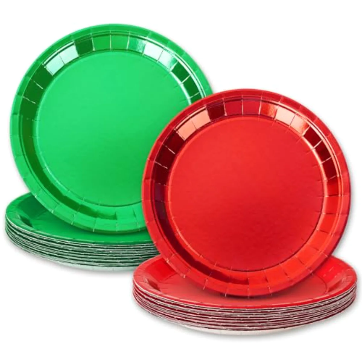 40 Pcs Christmas Dessert Plate Foil Red Green Disposable Paper Plate