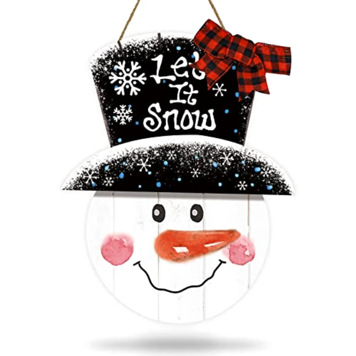 Large Christmas Snowman Wooden Hanging Sign Winter Welcome Door Sign with
