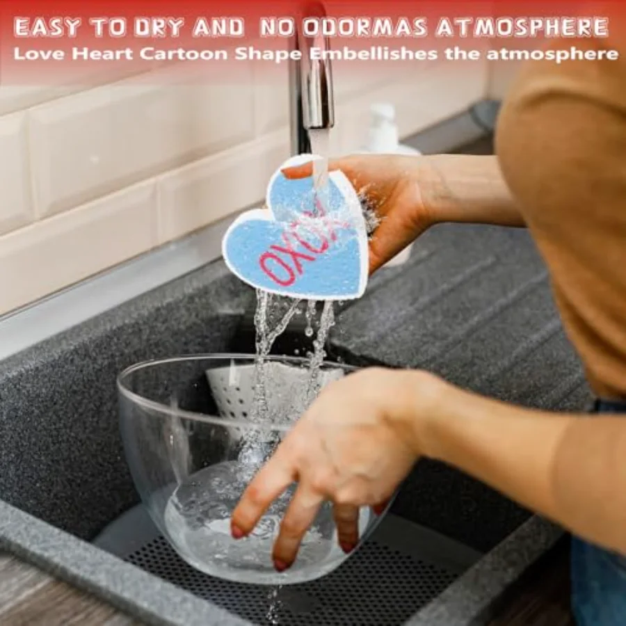 12 Pcs Valentine's Day Kitchen Sponge Water Absorbing Dish Washing Sponges, view 4