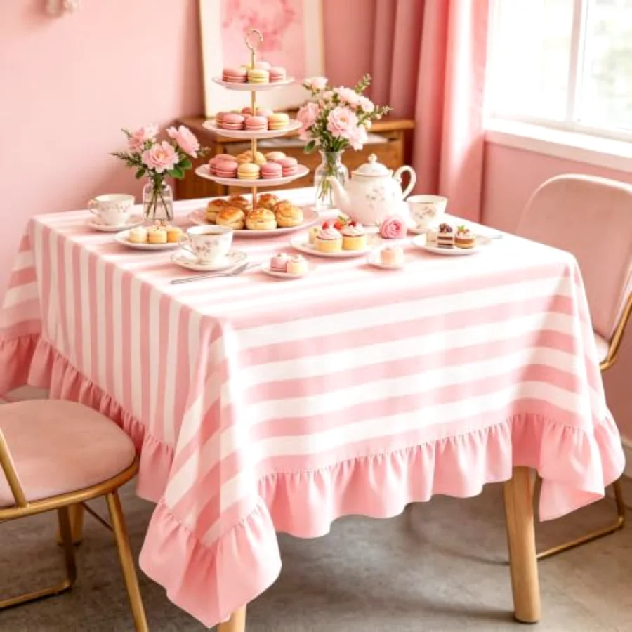 Striped Tablecloth with Ruffle (RHDG), view 3