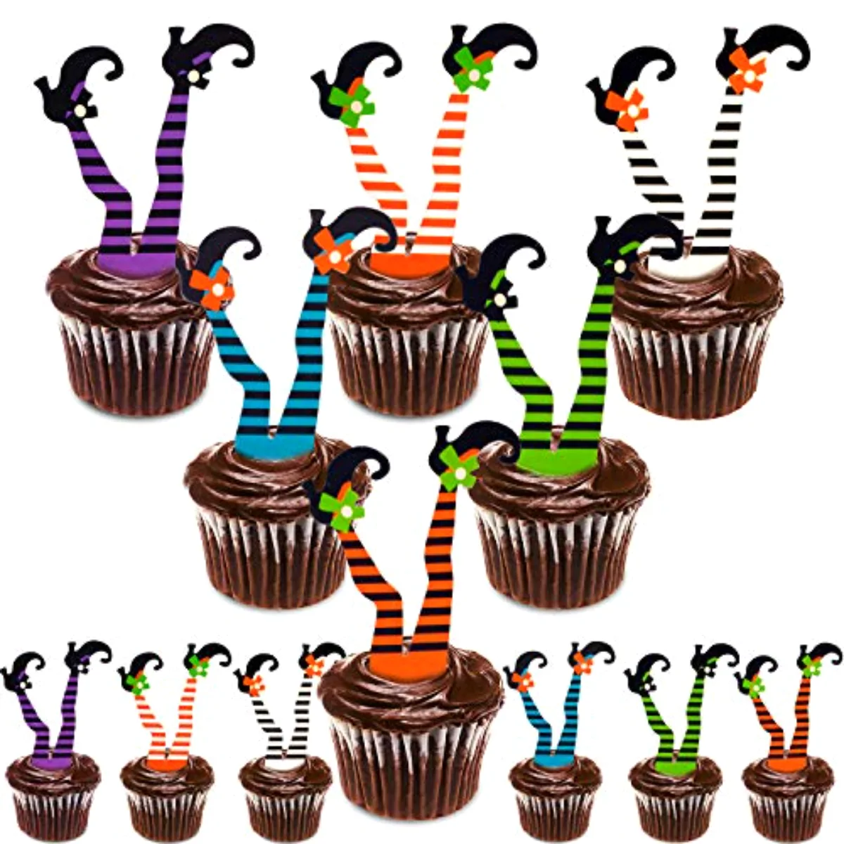 Halloween Cupcake Toppers Witch Boot Paper Cupcake Decorations for Cupcake