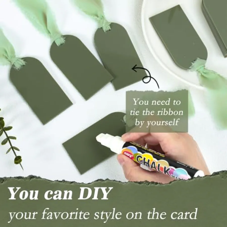 50 Pcs Acrylic Place Card for Wedding Frosting Sage Green Acrylic DIY, view 4