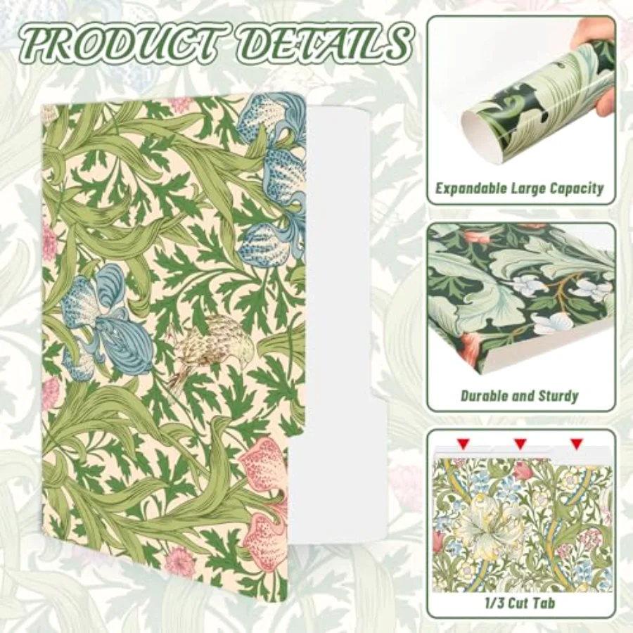 24 Pack Vintage Floral File Folders, view 3