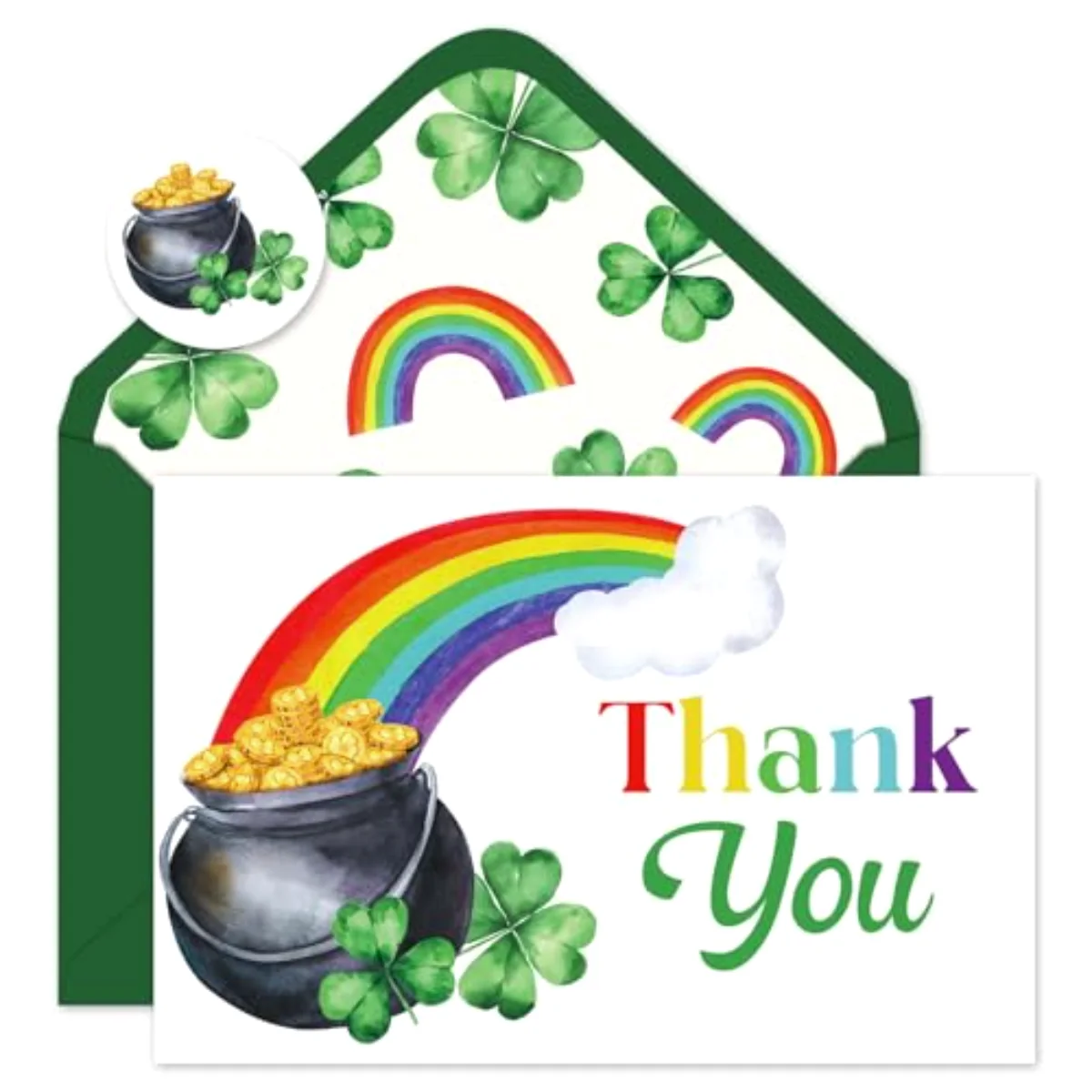 24Pcs St. Patrick's Day Thank You Cards with Envelopes and Stickers