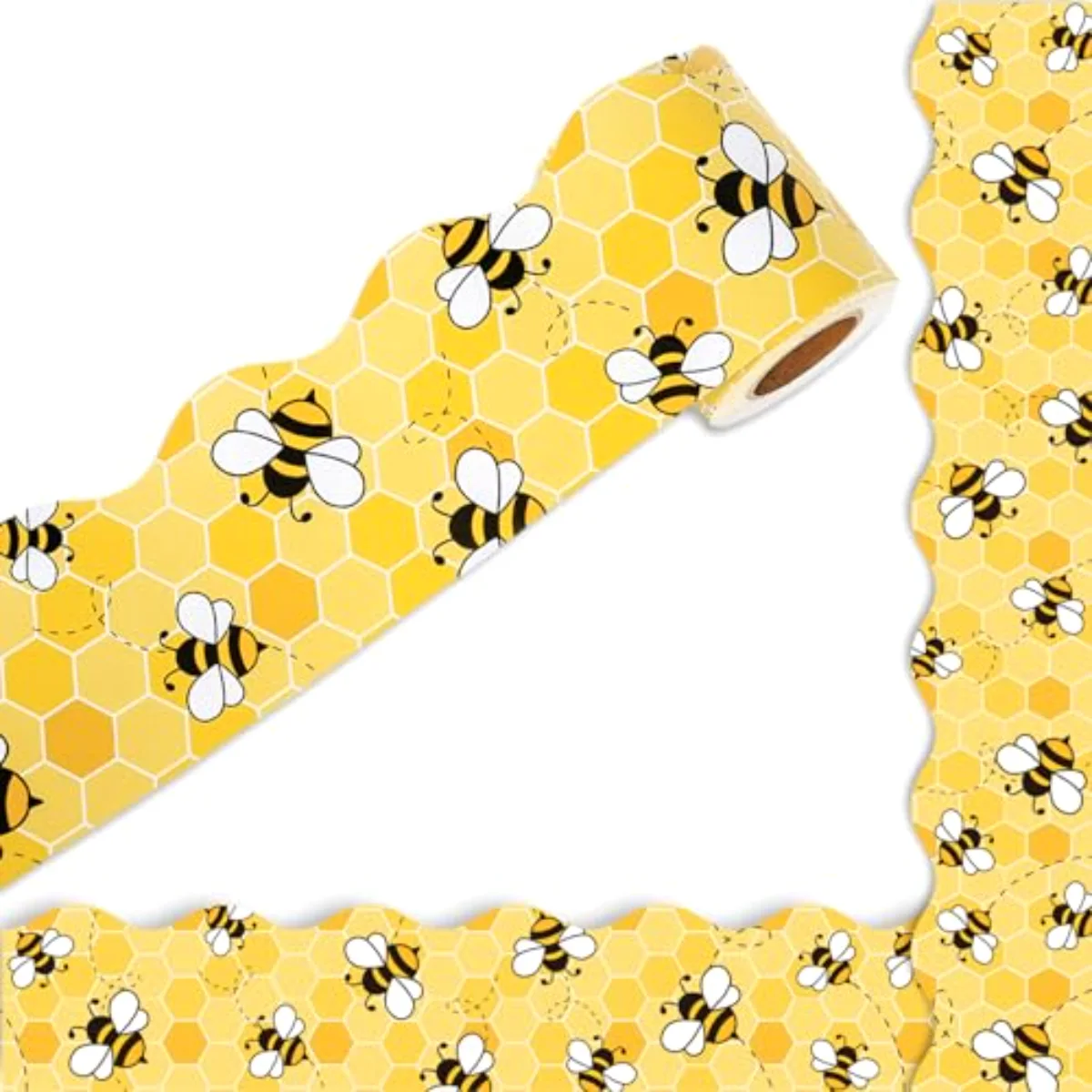 32.8 Ft Summer Bulletin Board Border Yellow Bee Honeycomb Scalloped Die