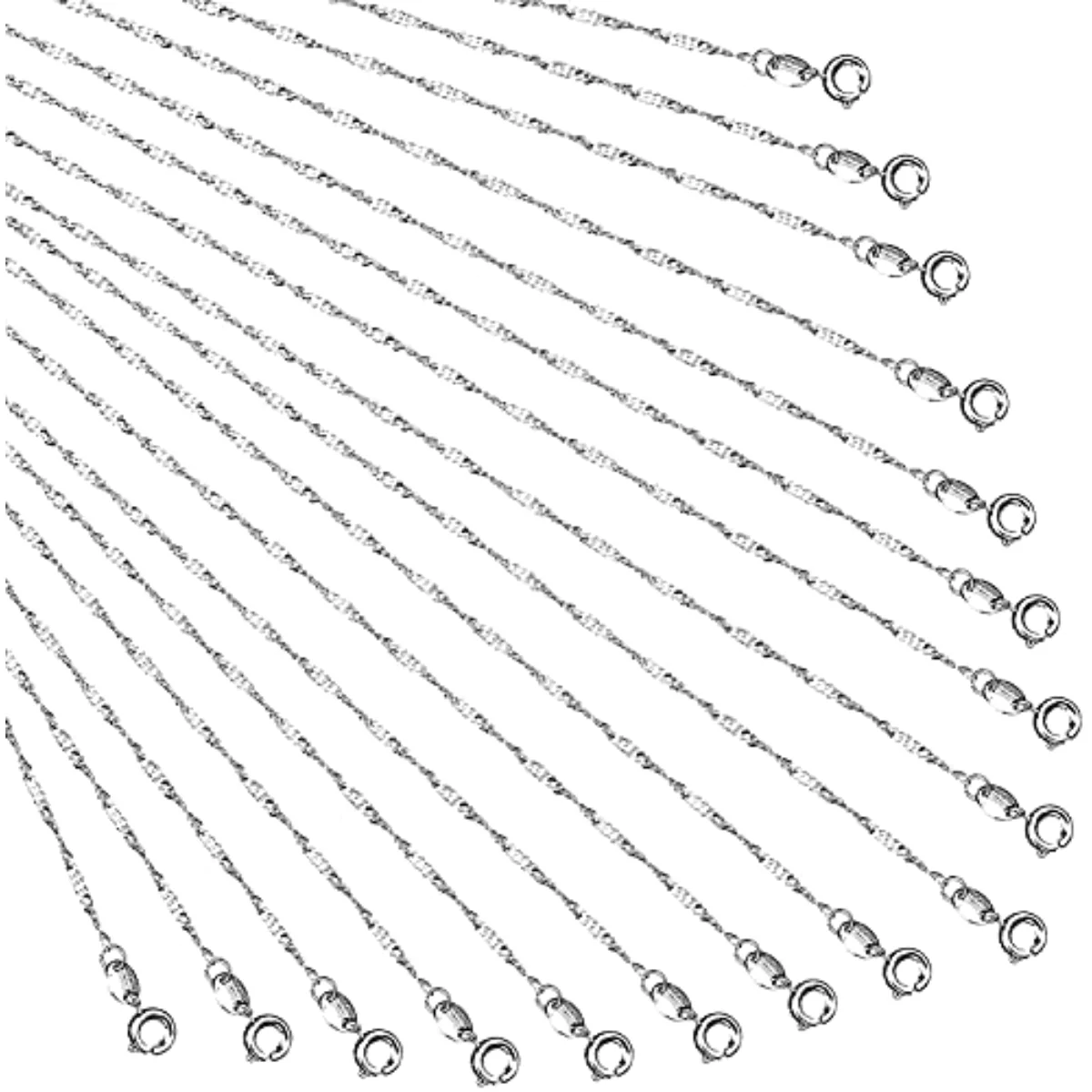 24 Pack 18'' Silver Plated Chain Necklace 925 Water Ripple Plated Necklace
