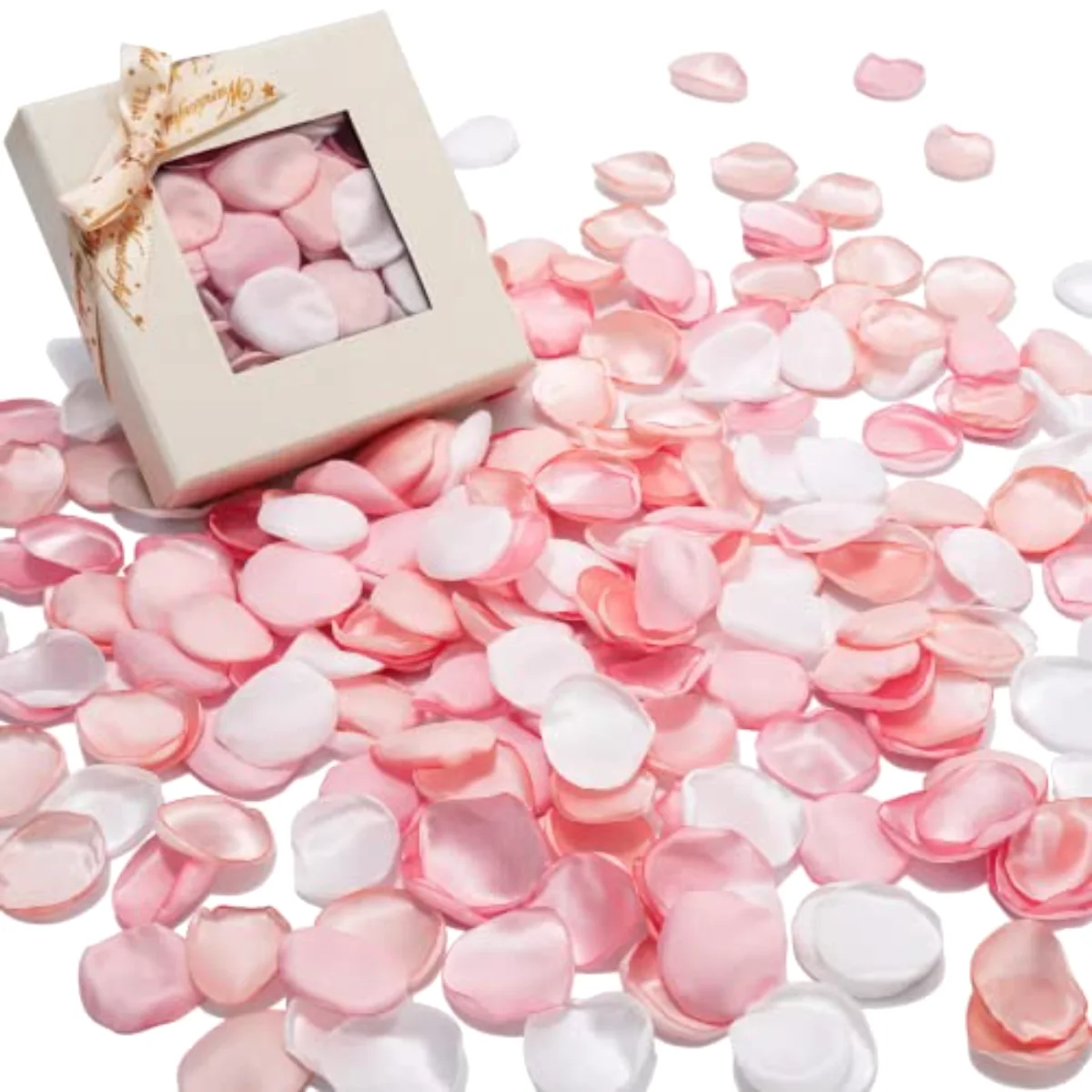 300 Pcs Silk Rose Petals with Box Blush Champagne Pink White Artificial