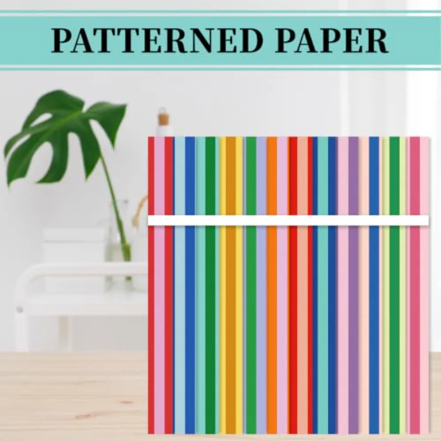 24 Sheets Stripe Boho Pattern Paper Colorful Minimalism Scrapbook, view 4