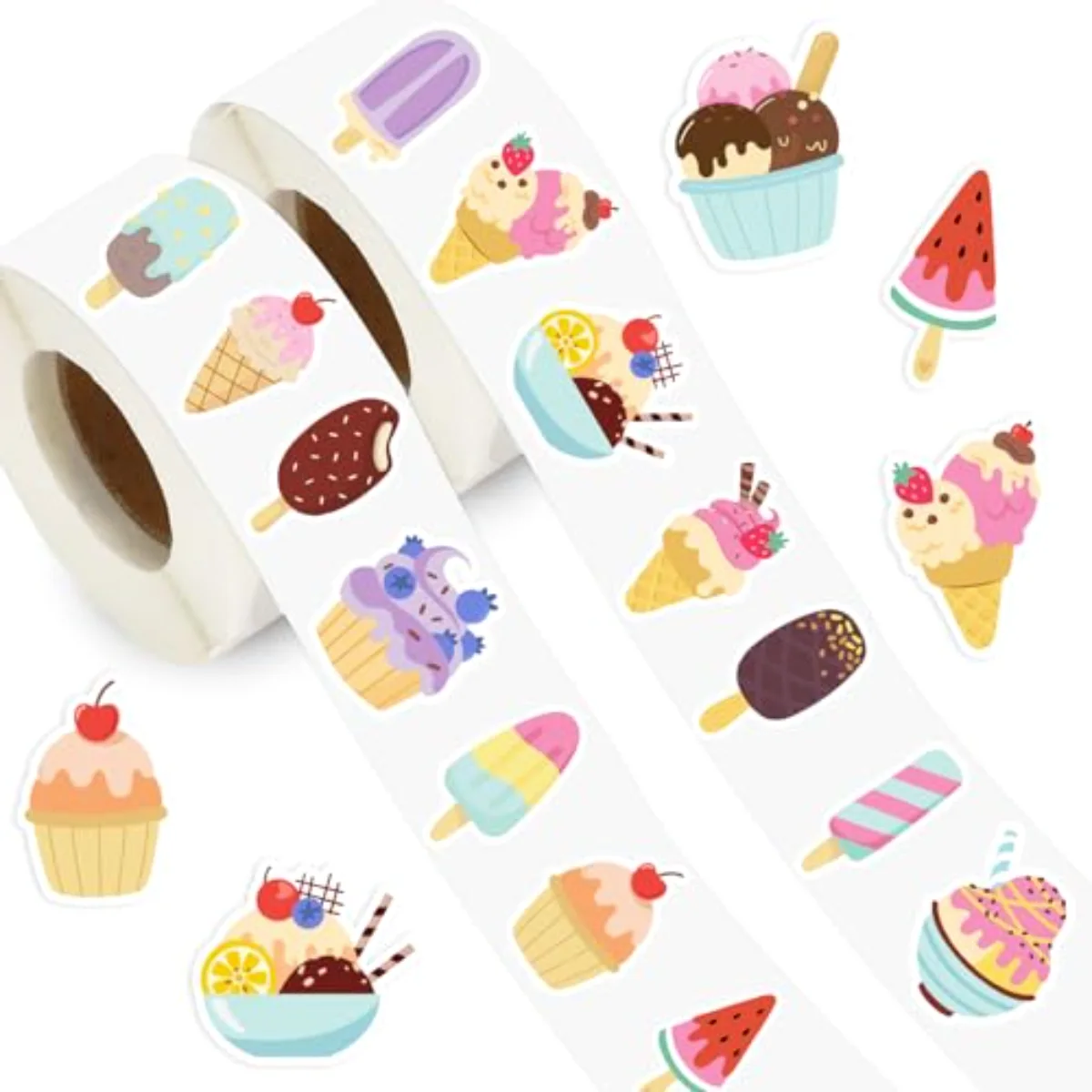 1400Pcs Ice Cream Sticker Summer Popsicle Sticker 16 Designs Sweet Dessert