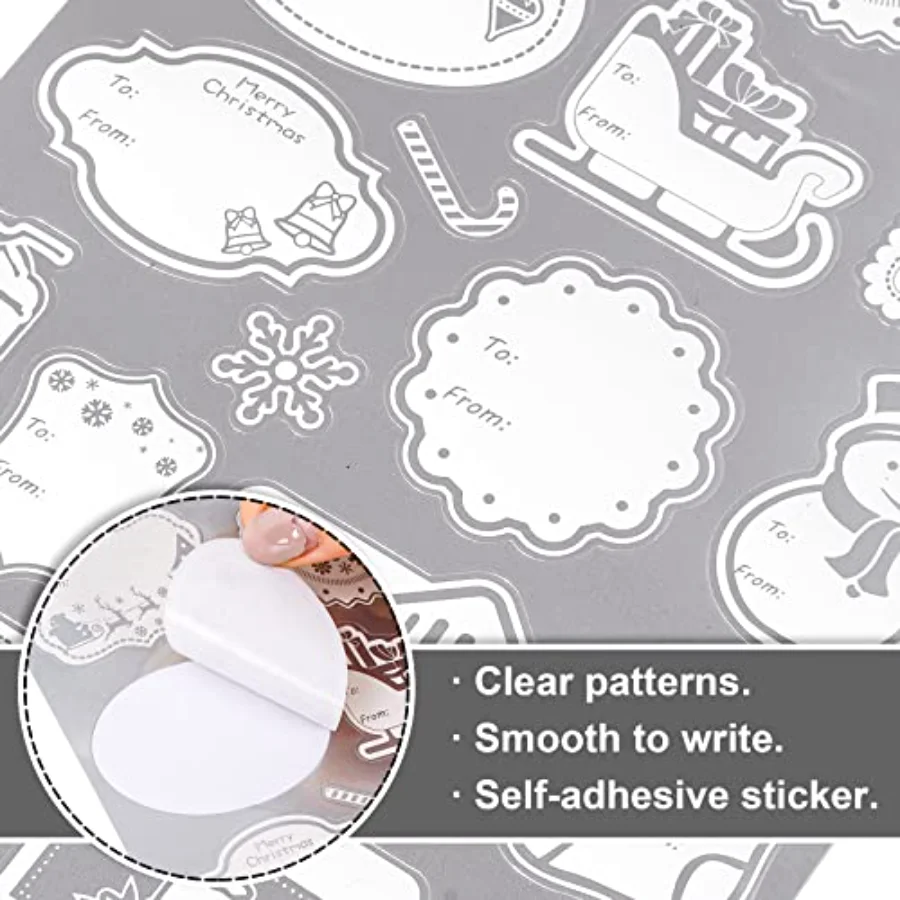 128Pcs Christmas Sliver Foil Gift Tags Assorted Christmas Name Tag, view 3