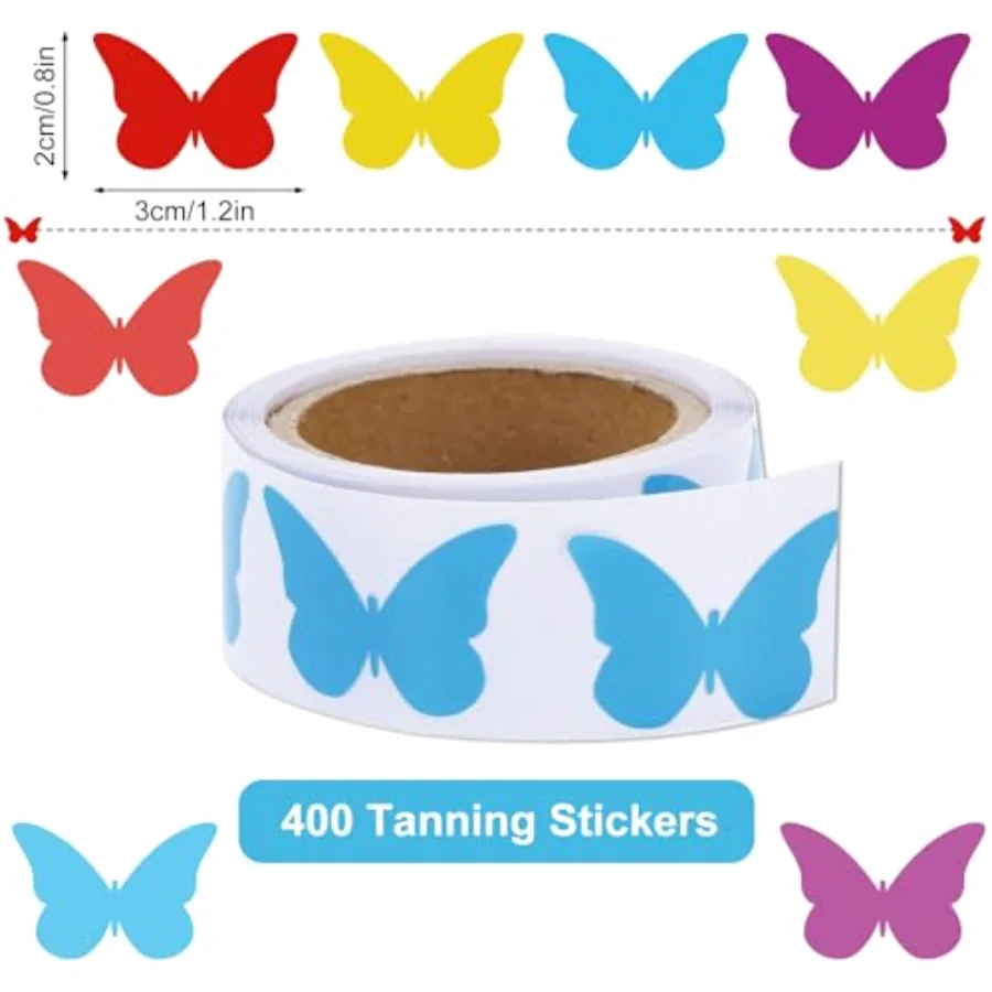 400 Pieces Butterfly Tanning Sunbathing Stickers Body Stickers for Tanning, view 2