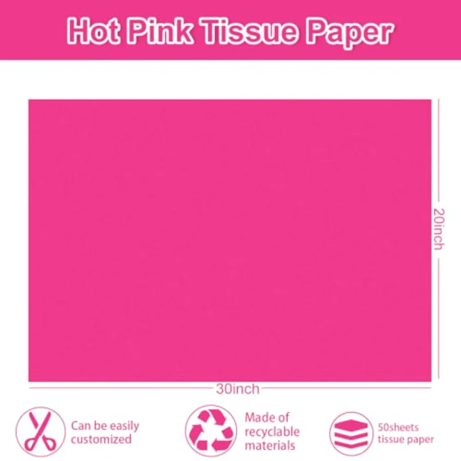 30 x 20 Inch Hot Pink Tissue Paper Gift Wrapping Paper Art Paper for, view 2