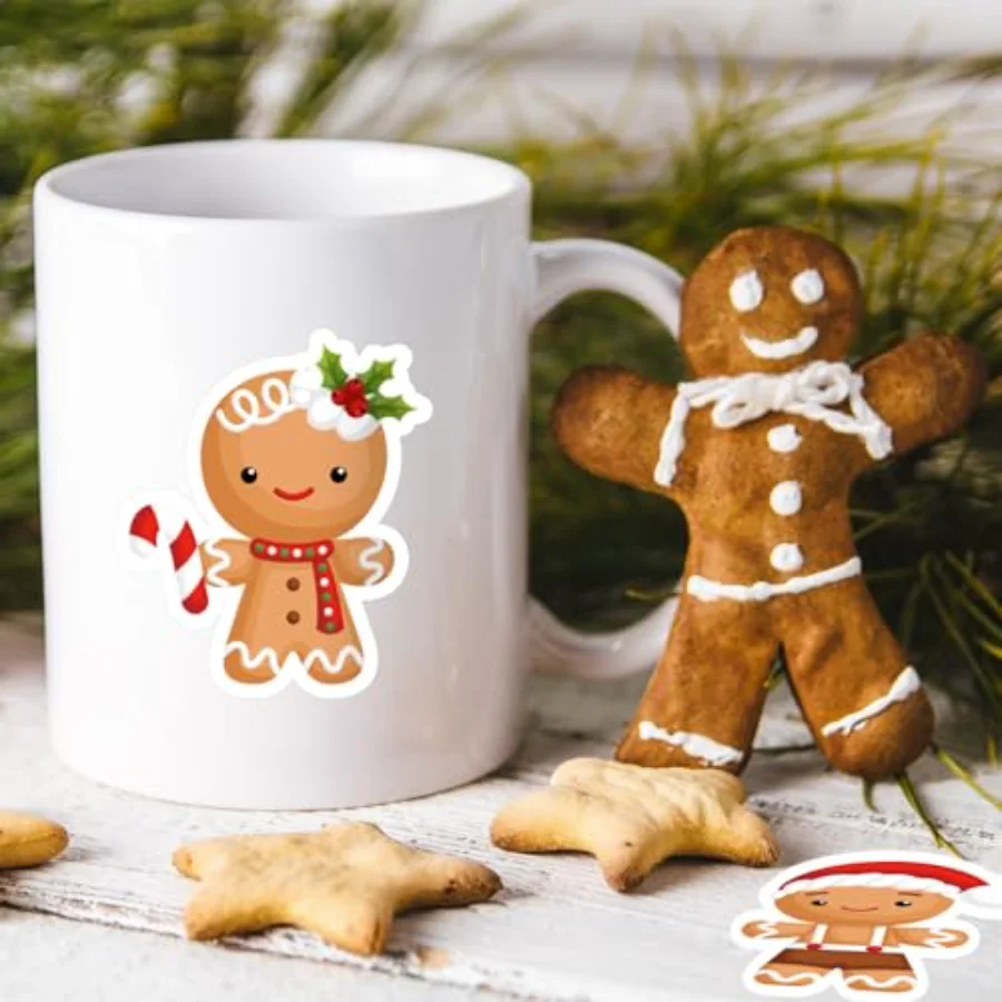 1000Pcs Christmas Gingerbread Man Stickers for Kids 12 Designs Funny, view 4
