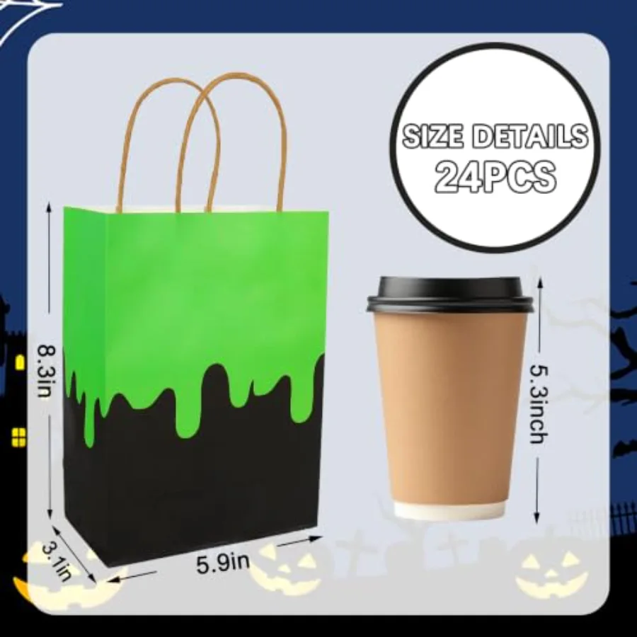 24 Pcs Halloween Paper Gift Bag Zombie Ghost Themed Treat Bags with, view 2