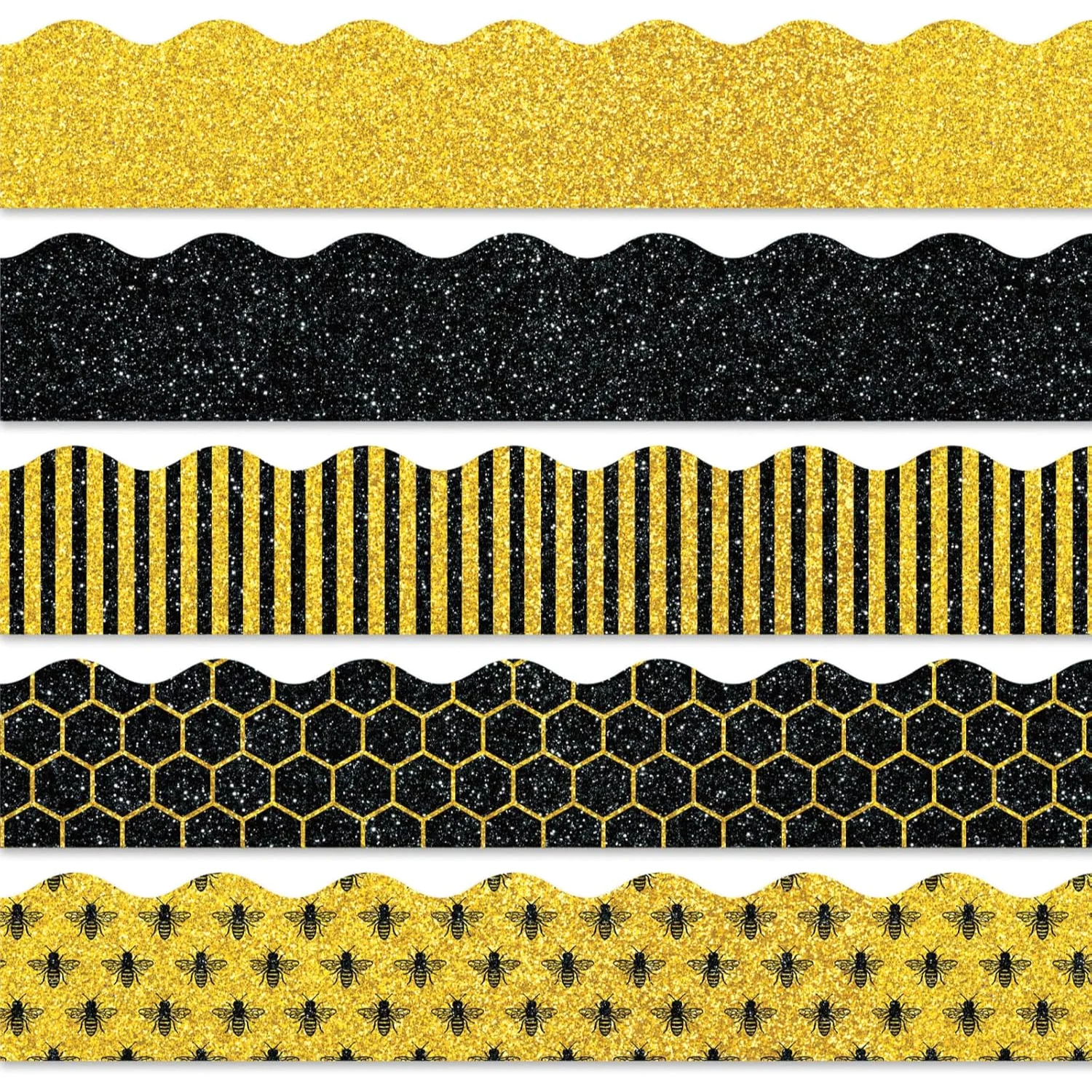 69Ft Summer Glitter Bulletin Board Borders 5 Designs Yellow Black Bee